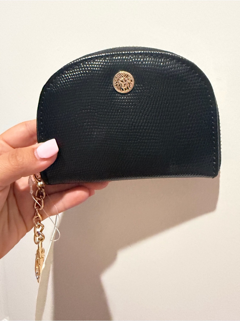 Anne Klein Black Women's Wristlet Coin Pouch with Gold Accent